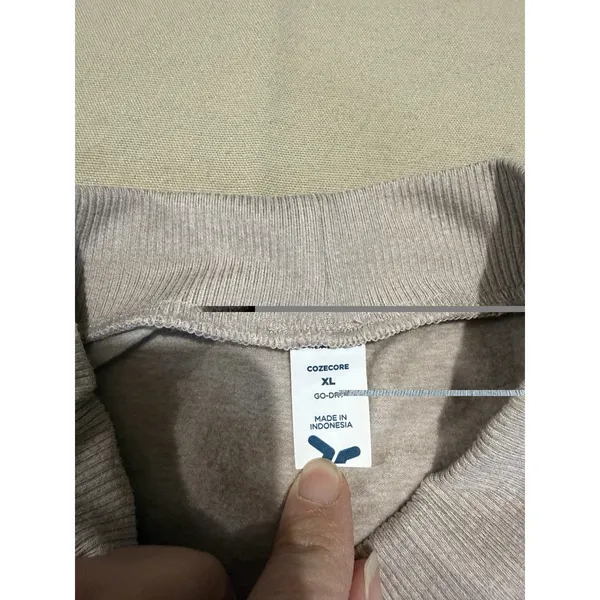 Old Navy CozeCore Long Sleeve Cropped Rib Paneled Active Top‎ Moon Mist Beige XL - Image 5