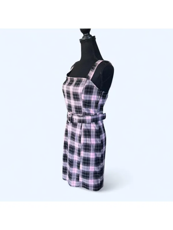 vintage y2k pink black plaid coquette fairy mini dress size small 🎀 - Image 5