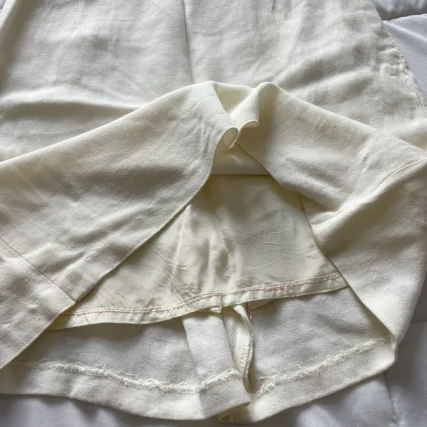 Vintage Mini‎ Skirt Ivory Womens 8 Linen Blend Quiet Luxury Made USA Minimalist - Image 4
