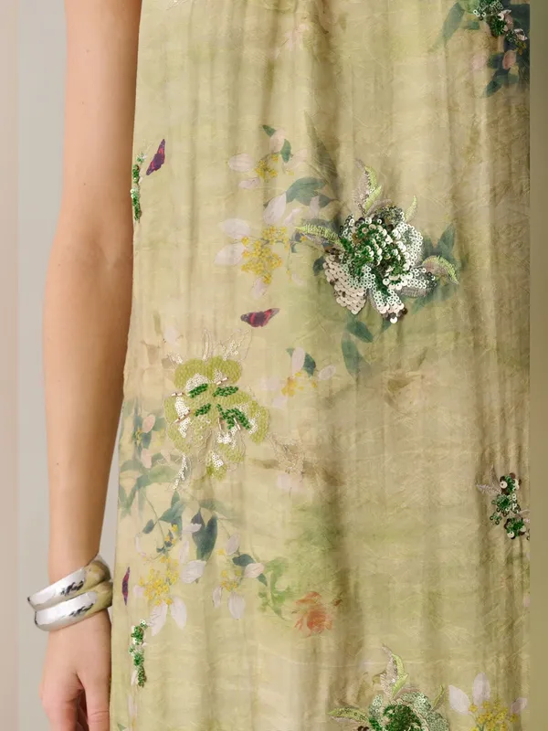 NWT Few Moda o.p.t Naia Dress size XS Maxi Green Sequin Mariposa Floral - Image 6