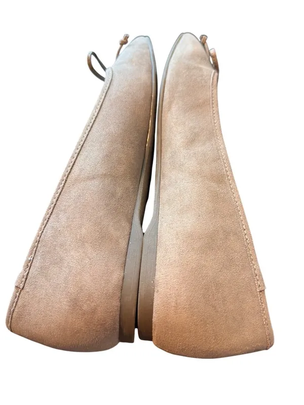 Liz Claiborne Memory Foam Tan Ballet Flat Shoes Flushing Slip On Faux Suede Sz 7 - Image 4