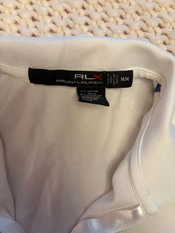 RLX Ralph Lauren Women's White and Blue Quarter-Zip Golf Polo Shirt - Image 2