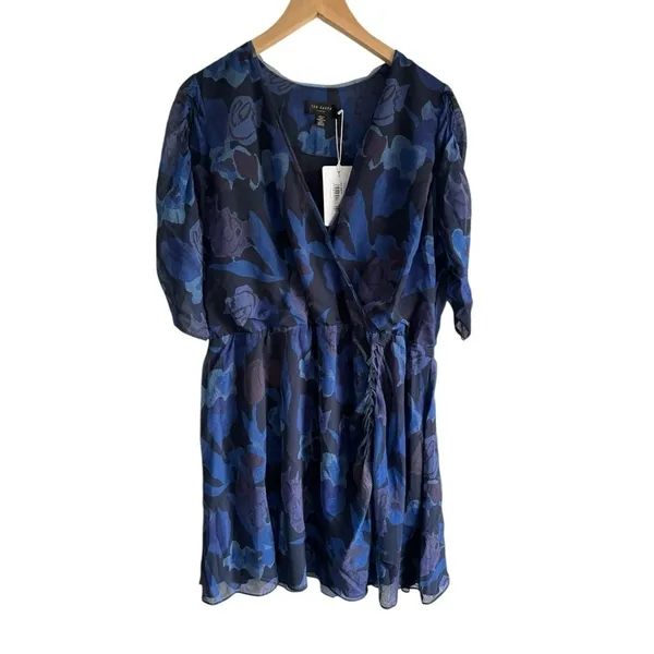 Ted Baker London‎ Julea Floral Mini XL Navy Dress - Image 3