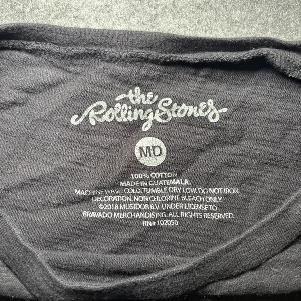 The Rolling Stones Unisex T-Shirt MD 1975 US TOUR Graphic Crew Neck Black - Image 2