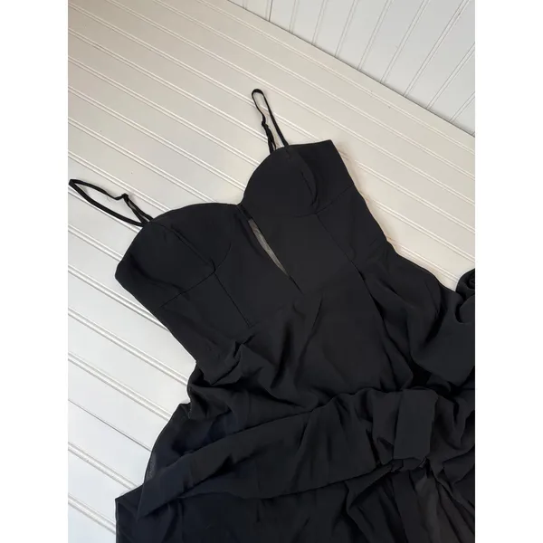 Lulus Stunning Grace Black Cutout A-Line Chiffon Maxi Dress Medium NWOT - Image 3