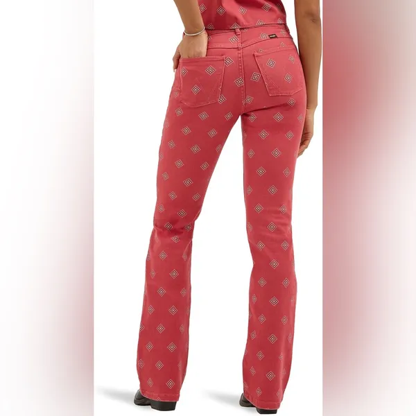 Wrangler High-Rise Bootcut Jeans, available in a red paisley‎ pattern. 2/26x30 - Image 5