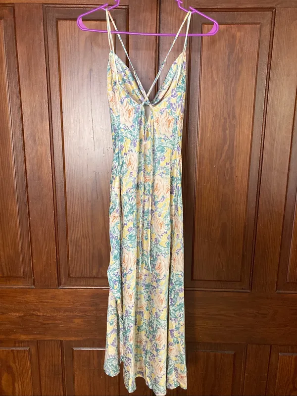 Astr The Label Gaia Floral Midi Flowy Strappy Sleeveless Slit Lined Dress XS - Image 4