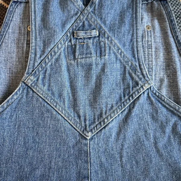 Vintage 90's Crazy Horse Liz Claiborne Women's Denim Overalls Crop Raw Hem Blue - Image 11