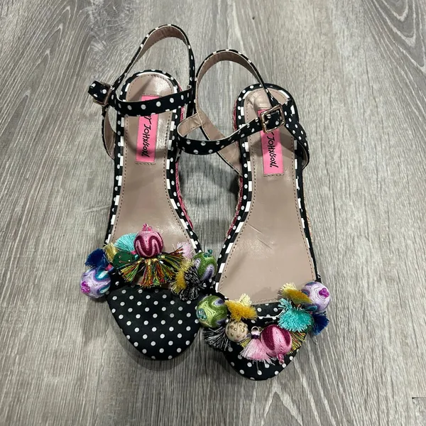 Betsey Johnson Koko Polka Dot Rainbow Wedge Sandal Heels Size 7 - Image 2