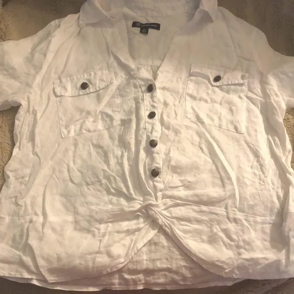 🎉4 for $20 I.N.C. White Linen Button Down, size medium - Image 2