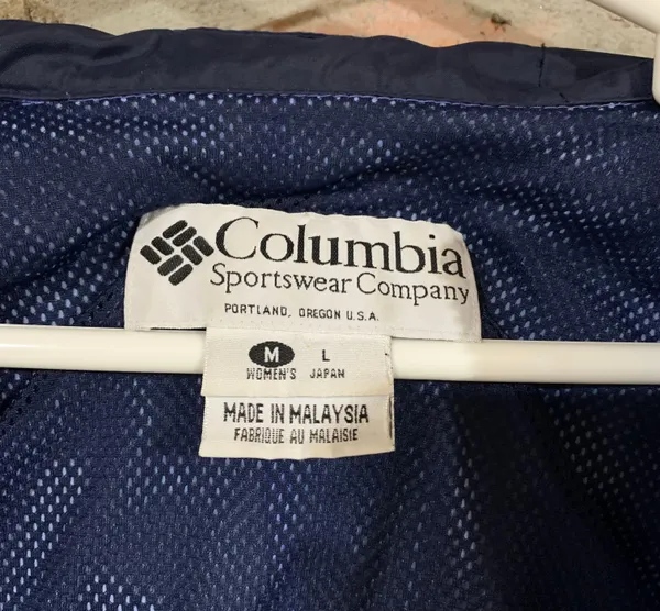 Columbia Vintage Purple Long Thin Lightweight Windbreaker Jacket w/ Logo Spellout Patch - Image 4
