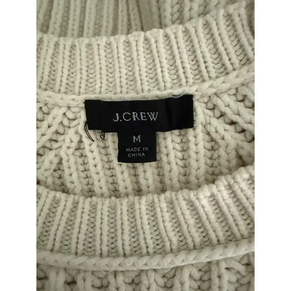 J.Crew Chunky Ribbed Crewneck Long Sleeve Pullover Sweater Stretch M Cream - Image 8