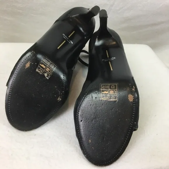 Dolce Vita Black Suede Ankle Strap Open Peep Toe High Heel Sandal Shoes 9 - Image 8