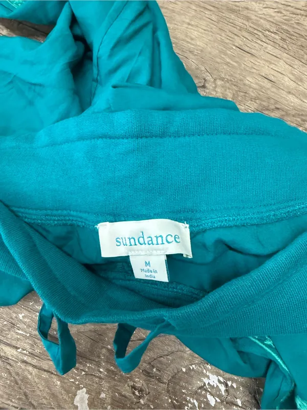 Sundance Embroidered Teal Green Pants Sz M Crop Joggers Boho Festival Colorful - Image 3