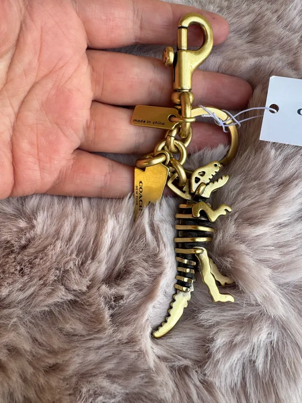 Coach Metal Small Rexy T-Rex Skeleton Puzzle Bag Charm Keychain CCE75 Brass - Image 2