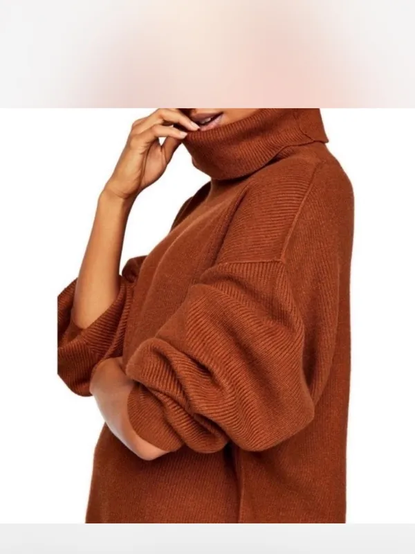 FREE PEOPLE Softly Structured Sweater Brown Size Small - Image 2