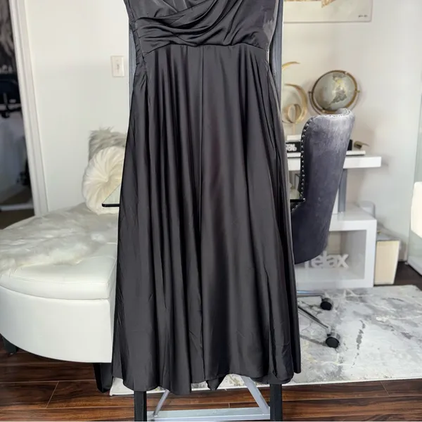 Sau Lee Black Satin Lace Bodice Drape Midi Dress Womens Size US 8 New NWT - Image 11