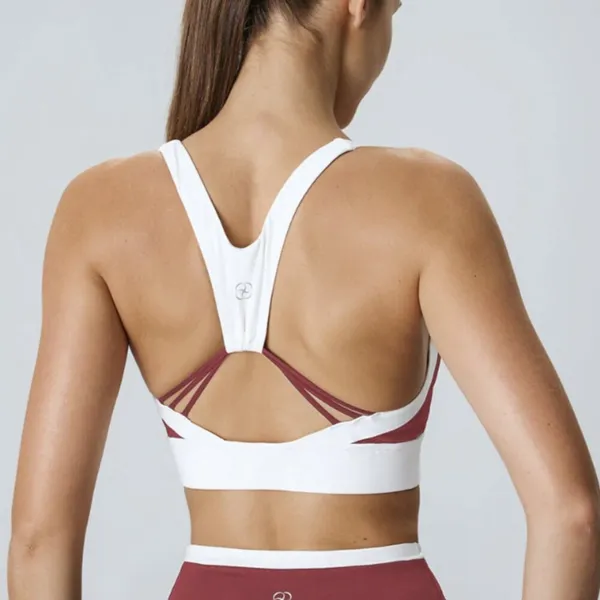 Berlook Dark Red Contrast U Neck Sports Bra - High Support 48 - Image 4