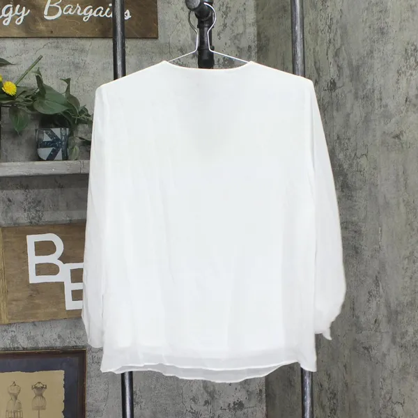 NEW JM Collection Womens ie Sleeve Shirt Top White S - Image 2