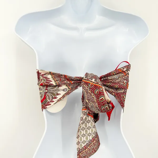 NWT Cotton Candy LA Womens Red Paisley Boho Festival Bandana Scarf Tube Top XS/S - Image 6
