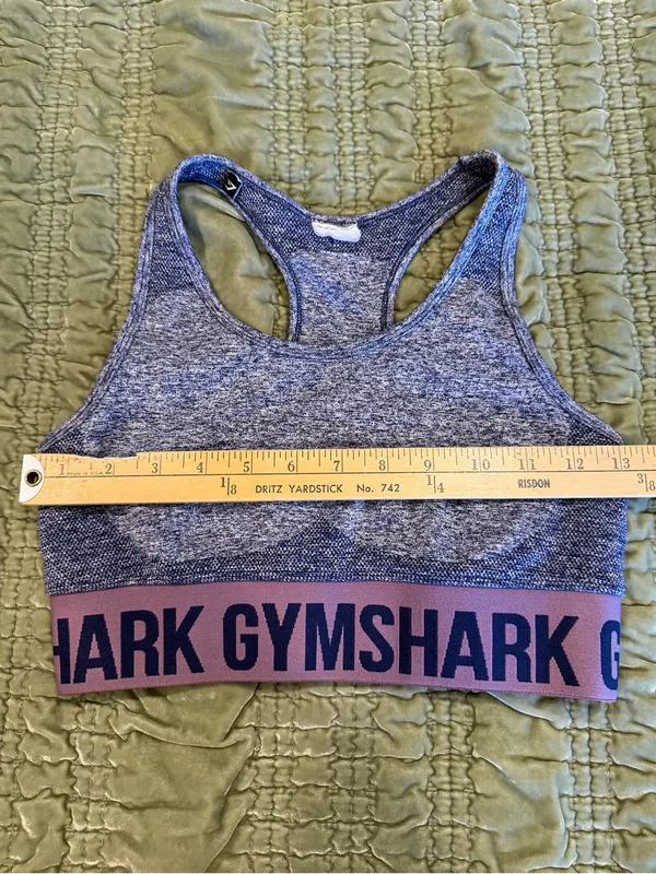 Gymshark Small Sports Bra Grey Pink Logo Racerback Seamless Athletic - Image 4