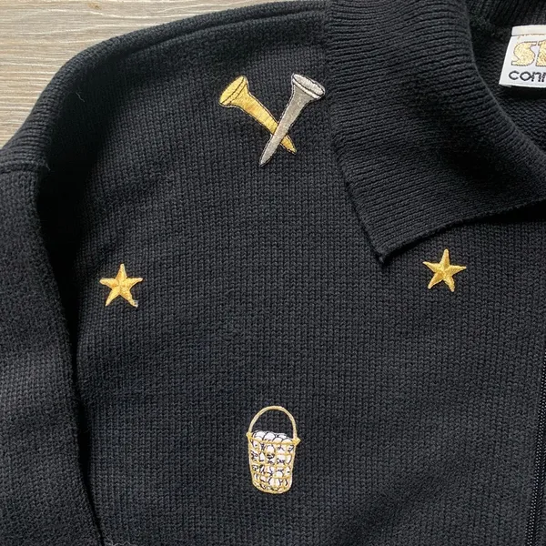 Vintage Studz Collection Black Sweater with Gold Golf Accents S - Image 2