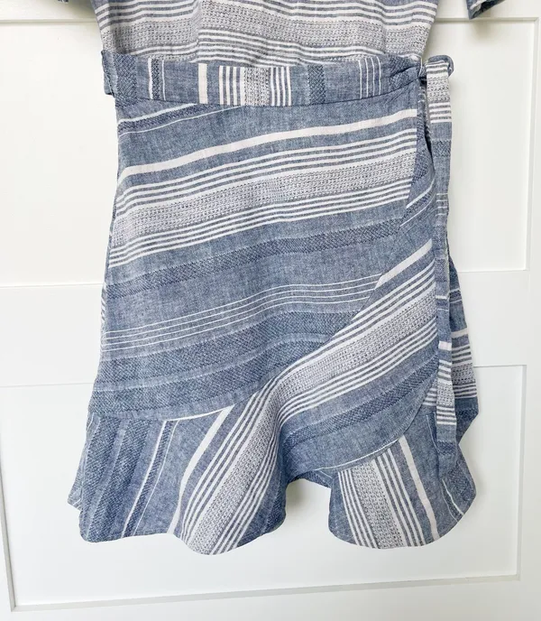EXPRESS Linen Chambray Wrap Dress - Image 3