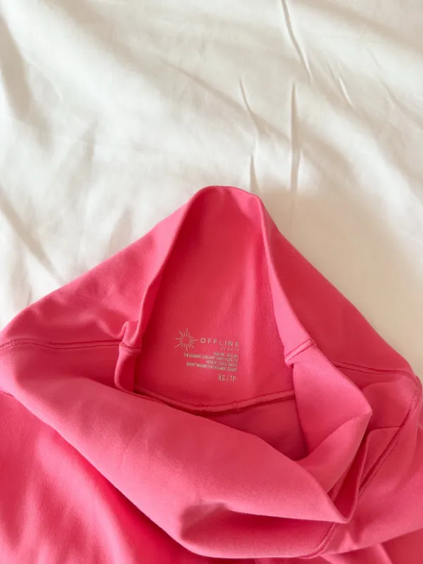 OFFLINE By Aerie Solar Pink Real Me High Waisted Crossover Legging Size XS Short - Image 4