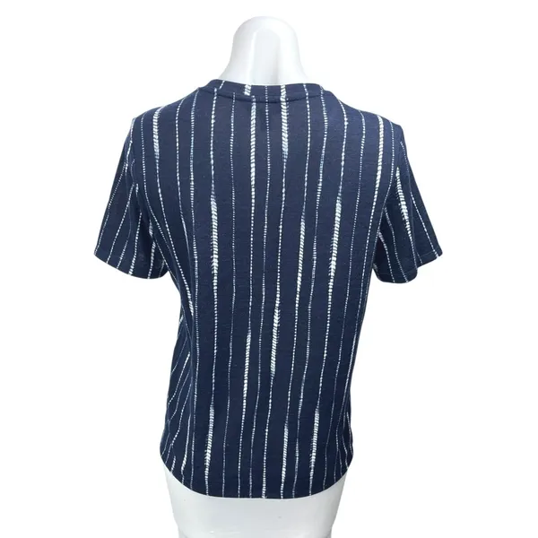 Banana Republic Blue Knit Striped Short Sleeve Crew Neck Blouse T Shirt Top Sz S - Image 2