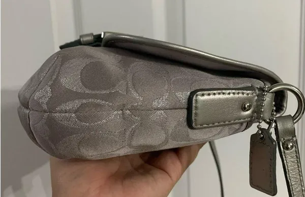 COACH Gray Silver Signature Canvas Crossbody - Image 5