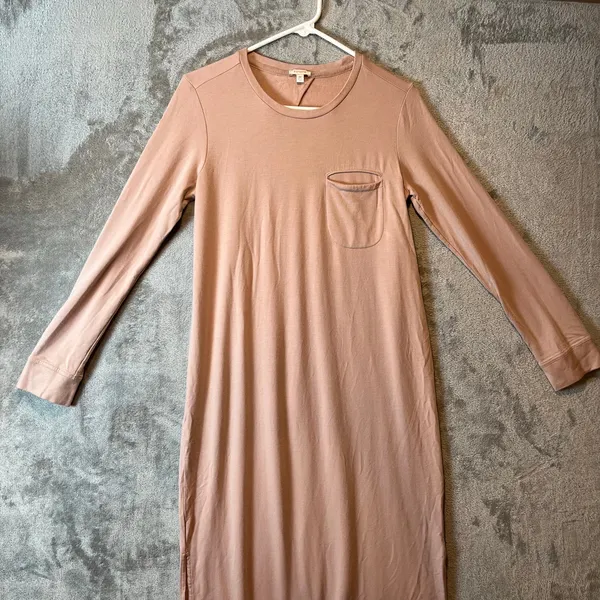 Cuyana Womens Pima Cotton Midi Dress Long Sleeve Keyhole Back Pink Size Small‎ - Image 2