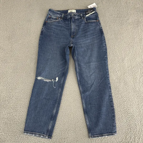 NWT Abercrombie & Fitch Curve Love the Mom High Rise Jeans Size‎ 8/29 Short x 24 - Image 2