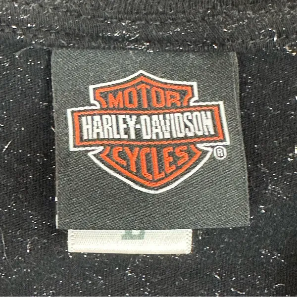 Harley Davidson Black Silver Metallic Graphic Live To Ride To Live T-Shirt Large - Image 4
