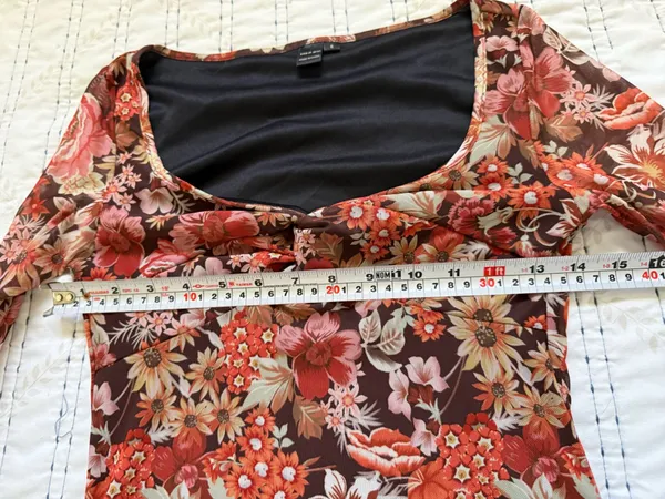 Y2K Floral Mesh Mini Dress Bell Sleeves Ruched Bust Boho Fairycore Grunge Size S - Image 10