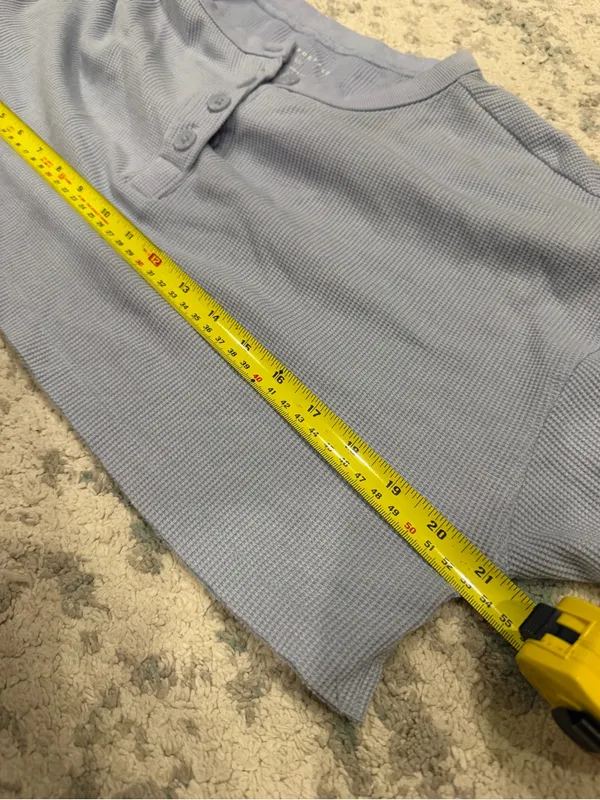 Aéropostale Oversized Cropped Henley Top Blue XXS 21” Pit to Pit - Image 4