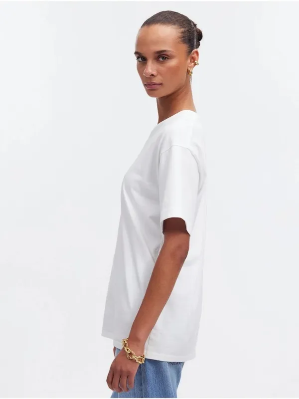 NWT *FLAWED* Madewell White Cotton Relaxed Oversized Tee - Size: Medium - Image 10