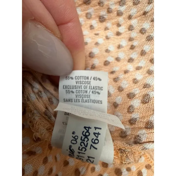 Aerie peach smocked high‎ waist flowy shorts polka dot cotton viscose S - Image 4