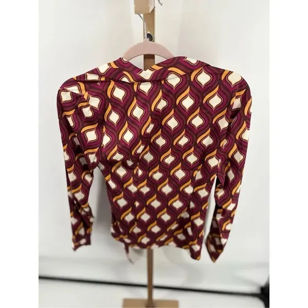 NWT Cupcakes & Cashmere Geo Print Faux Wrap Blouse Long Sleeve S - Image 6