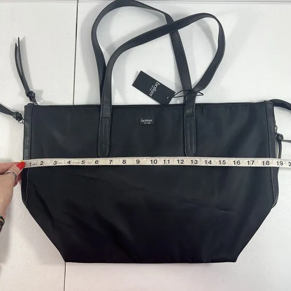 Botkier New York Black Nylon Tote Vegan Leather Trim‎ Zipper Shoulder Bag NEW - Image 12
