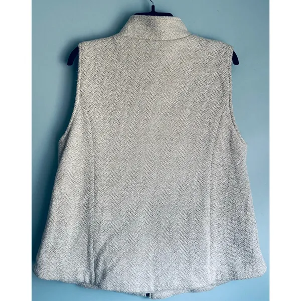 Sherpa Lined Zipper Vest Multiples Medium Cream Off White Pockets - Image 8