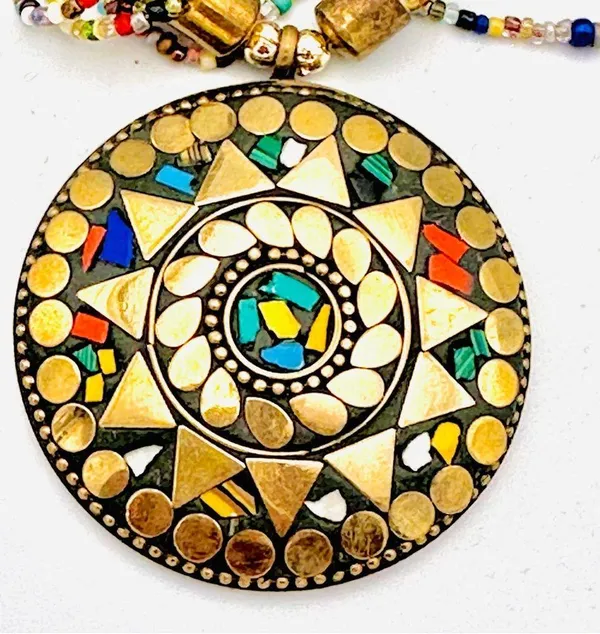 Tribal Beaded Statement Necklace Gold - Image 6