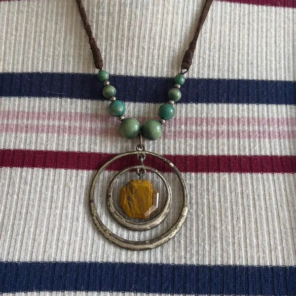 Boutique Boho Metal and Beads Necklace - Image 2
