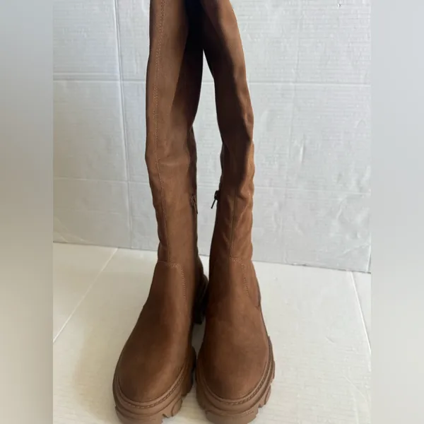 NEW Nine West Cellie2 Brown Suede Over Knee Thigh High Lug‎ Sole Boots 6 - Image 3