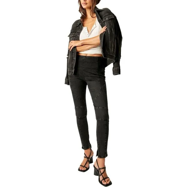 Free People We The Free Bella Moto Mid Rise‎ Skinny Jeans Sz.24 NWT - Image 4