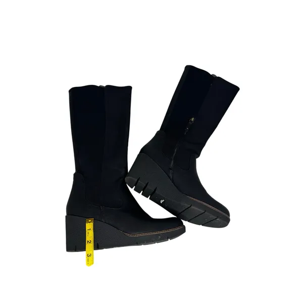 Dr. Scholl’s Lindy Black Wedge Tall Boots Faux Leather Comfort Size 10 - Image 10