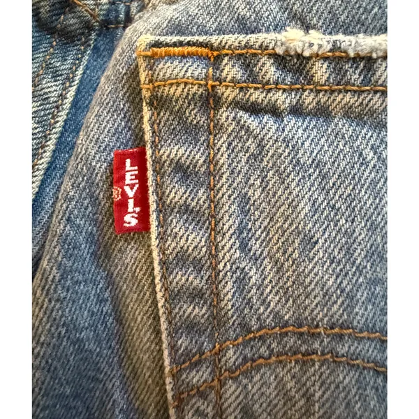 Levis Jeans Wedgie Straight Womens Size 27 Blue High Rise Distressed Button Fly - Image 4