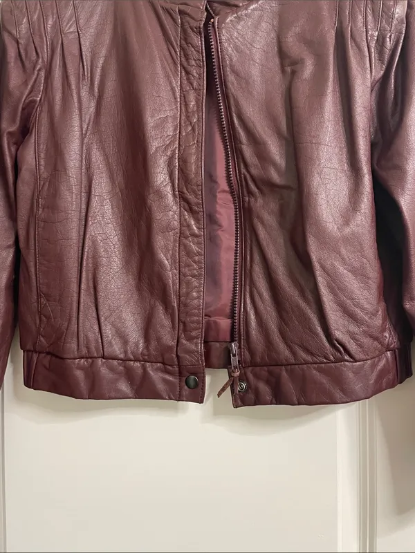 Fidelity Vintage Oxblood Leather Zip-Front Jacket - Image 3