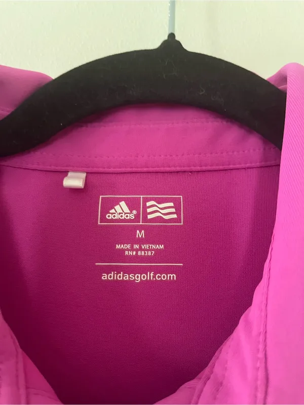 Adidas Pink Golf Polo Shirt Medium Tenniscore Country Club Sporty Athletic - Image 2