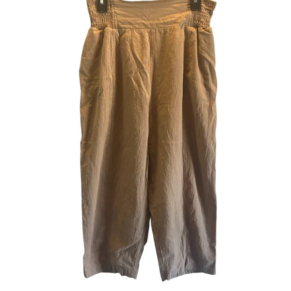 Mono b brown wide leg crop elastic waist pants Large classic - Image 2