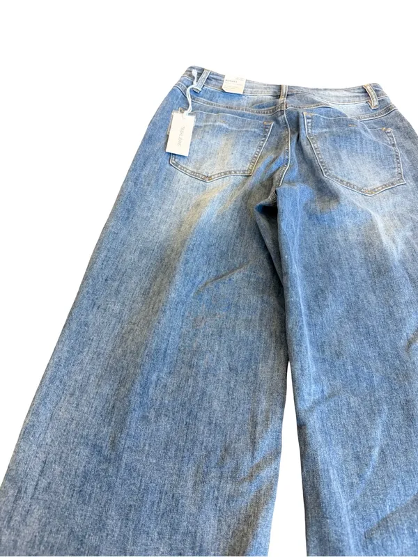 Tribal Jeans Audrey Light Wash Wide Leg Cropped Jeans Button Size 8 Women's NWT - Image 12